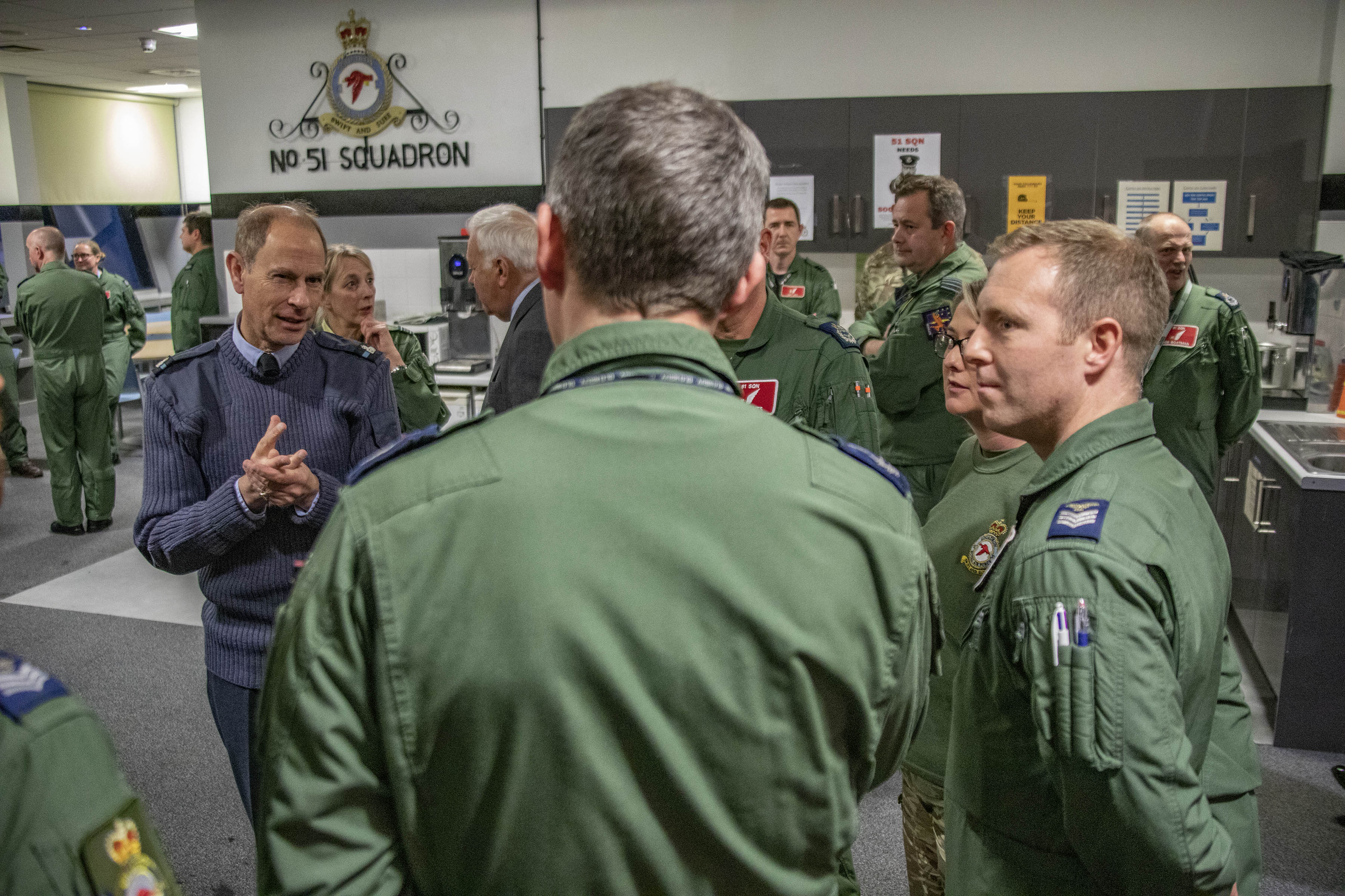 Image shows the Earl of Wessex with RAF aviators.